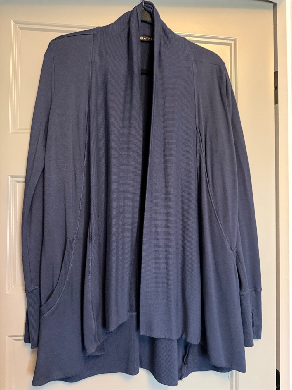 Athleta Pranayama Navy Open-Front Draped Cardigan